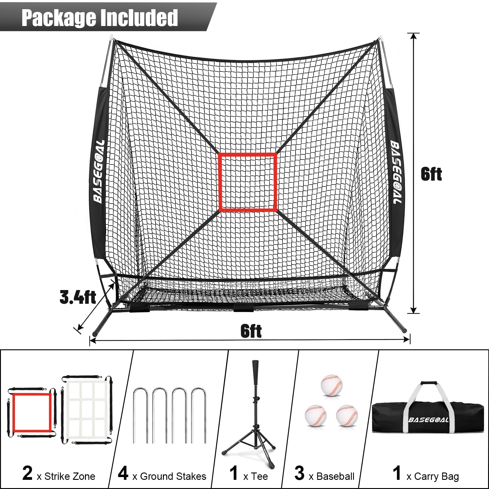 BaseGoal adjustable batting tee demonstrating 27–41 inch height range for drills