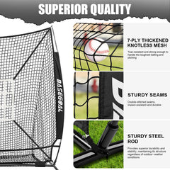 BaseGoal close-up of 7-strand knotless polyester net showing durable ball retention