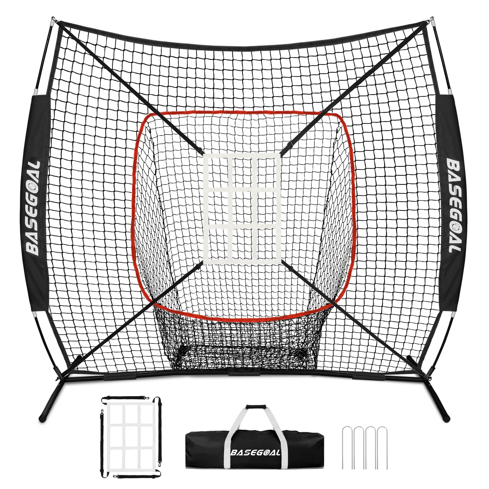 BaseGoal front view of assembled net showing full 6x6 capture and convenience