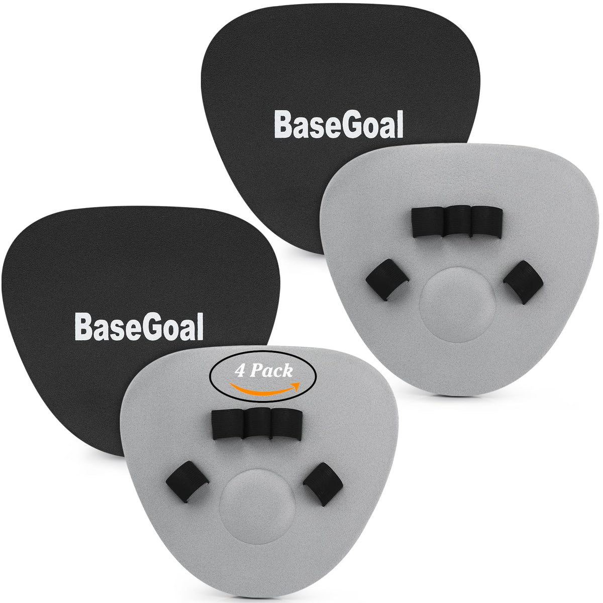 BaseGoal front view of 4-pack trainers showing black and gray colors and easy storage