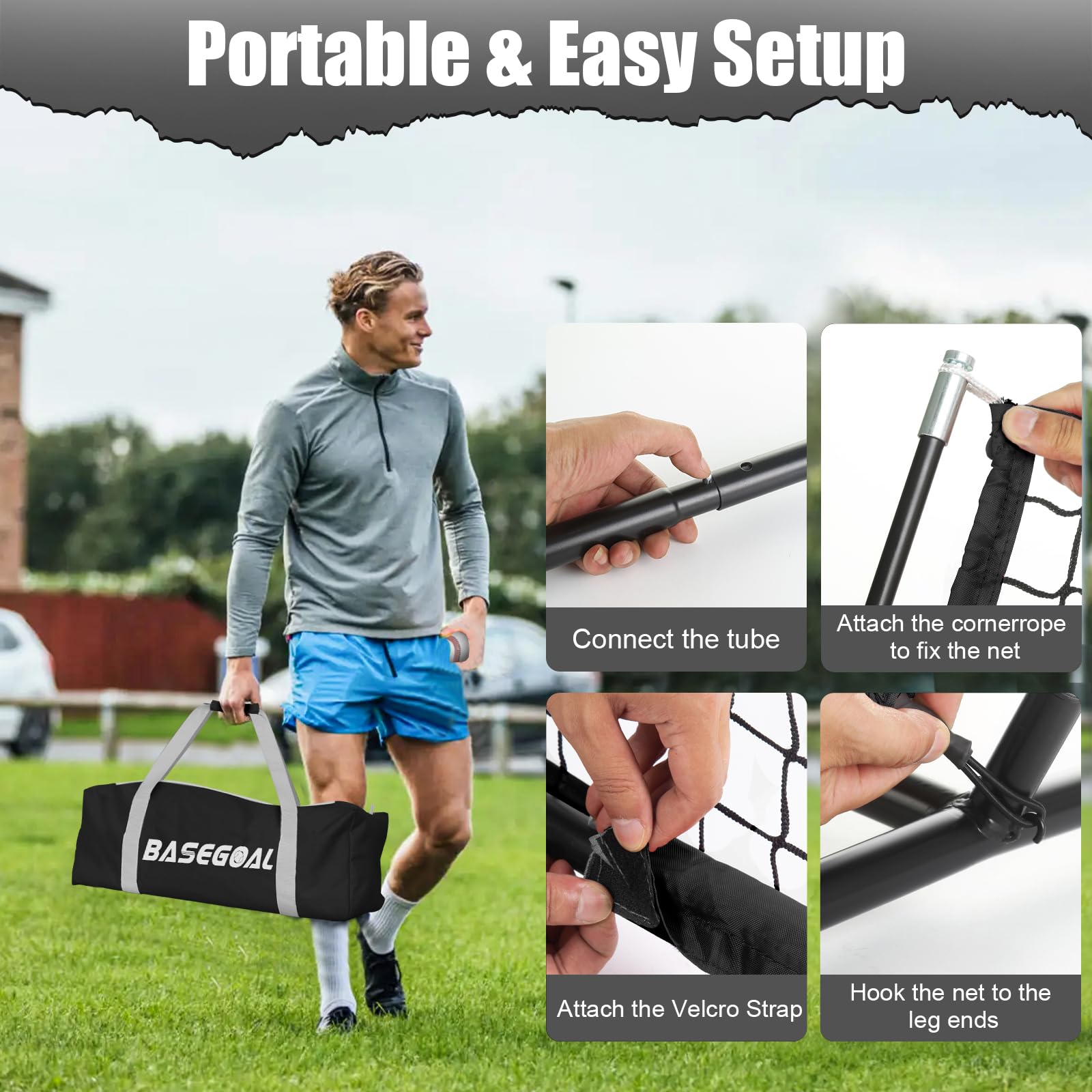 BaseGoal packed carry bag in trunk illustrating portability and easy storage