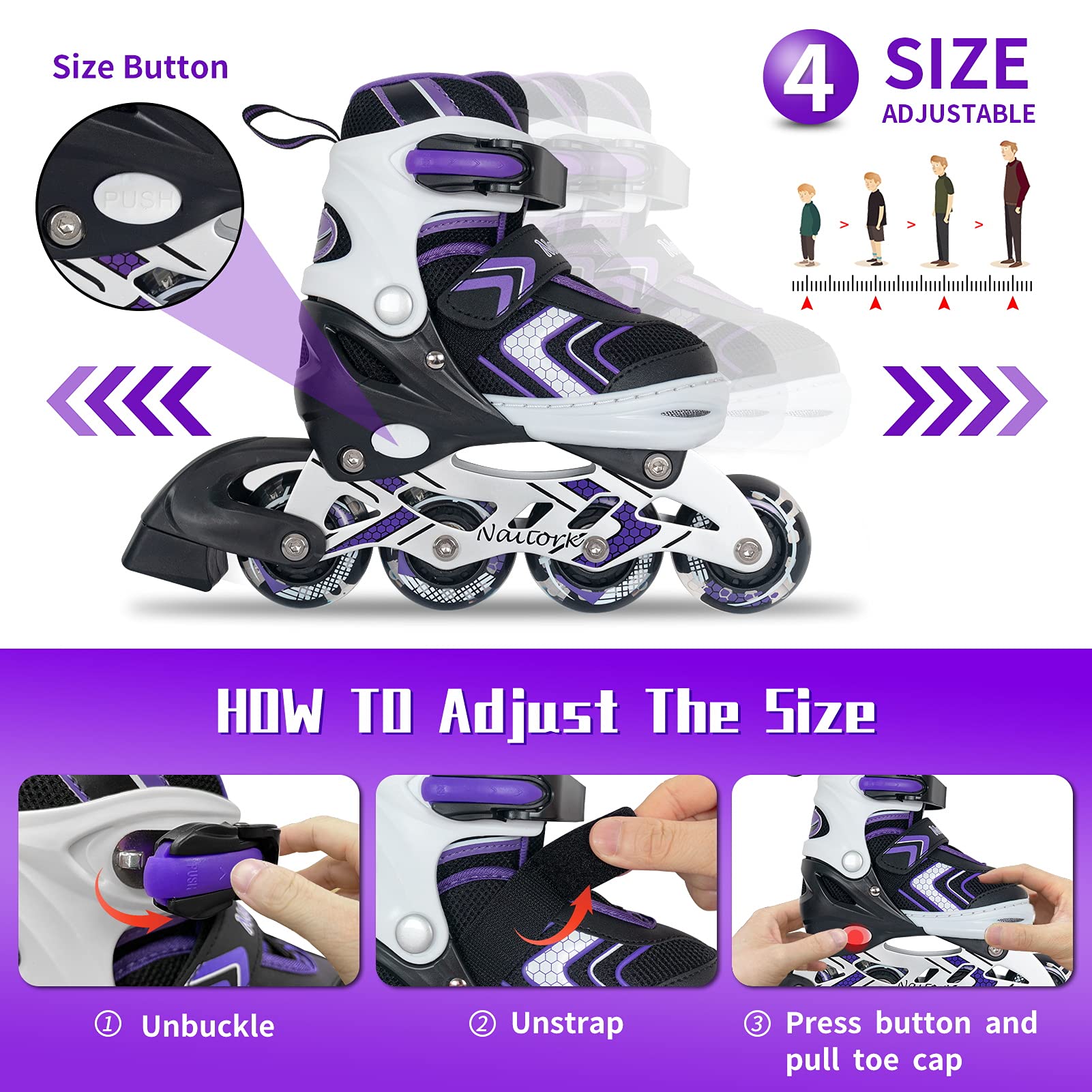 BASYNOL Nattork aluminum frame and ABEC-7 bearing detail for stable rolling