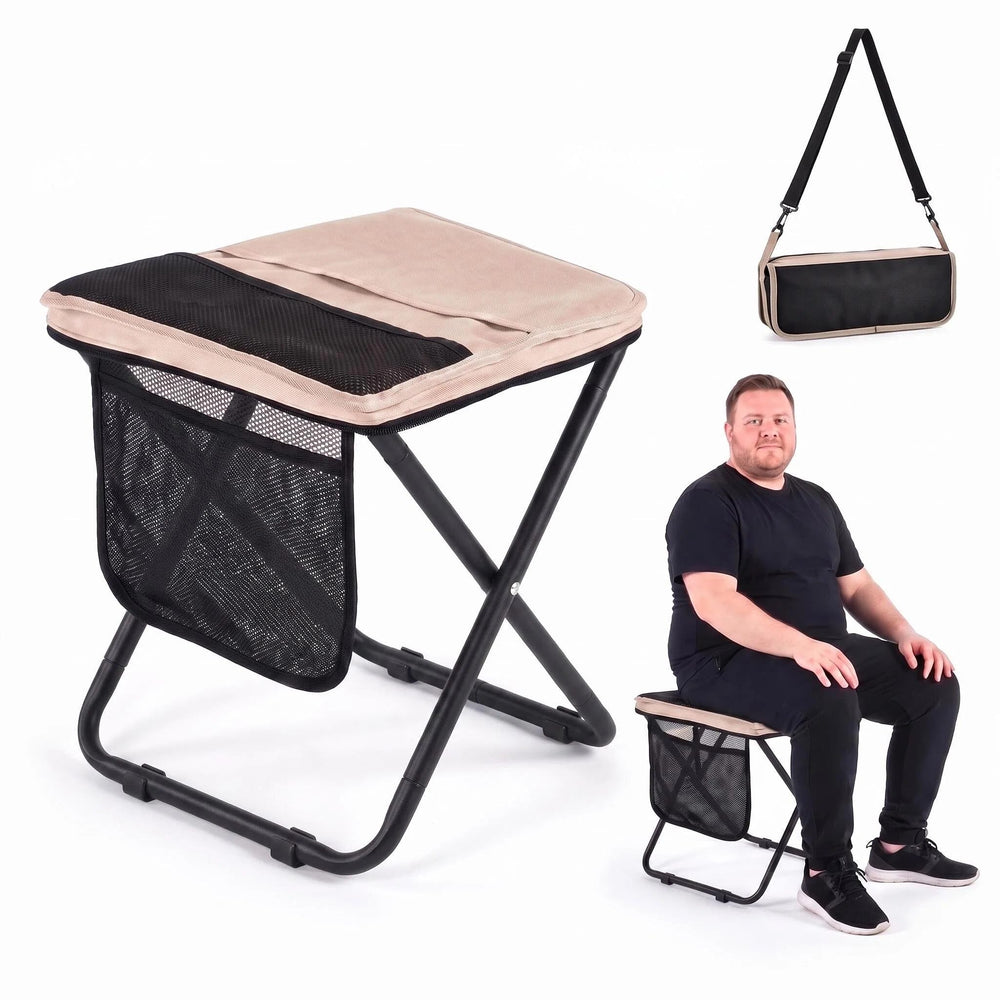 Bazhahei front view of beige sling bag showing compact carry and quick-seat benefit