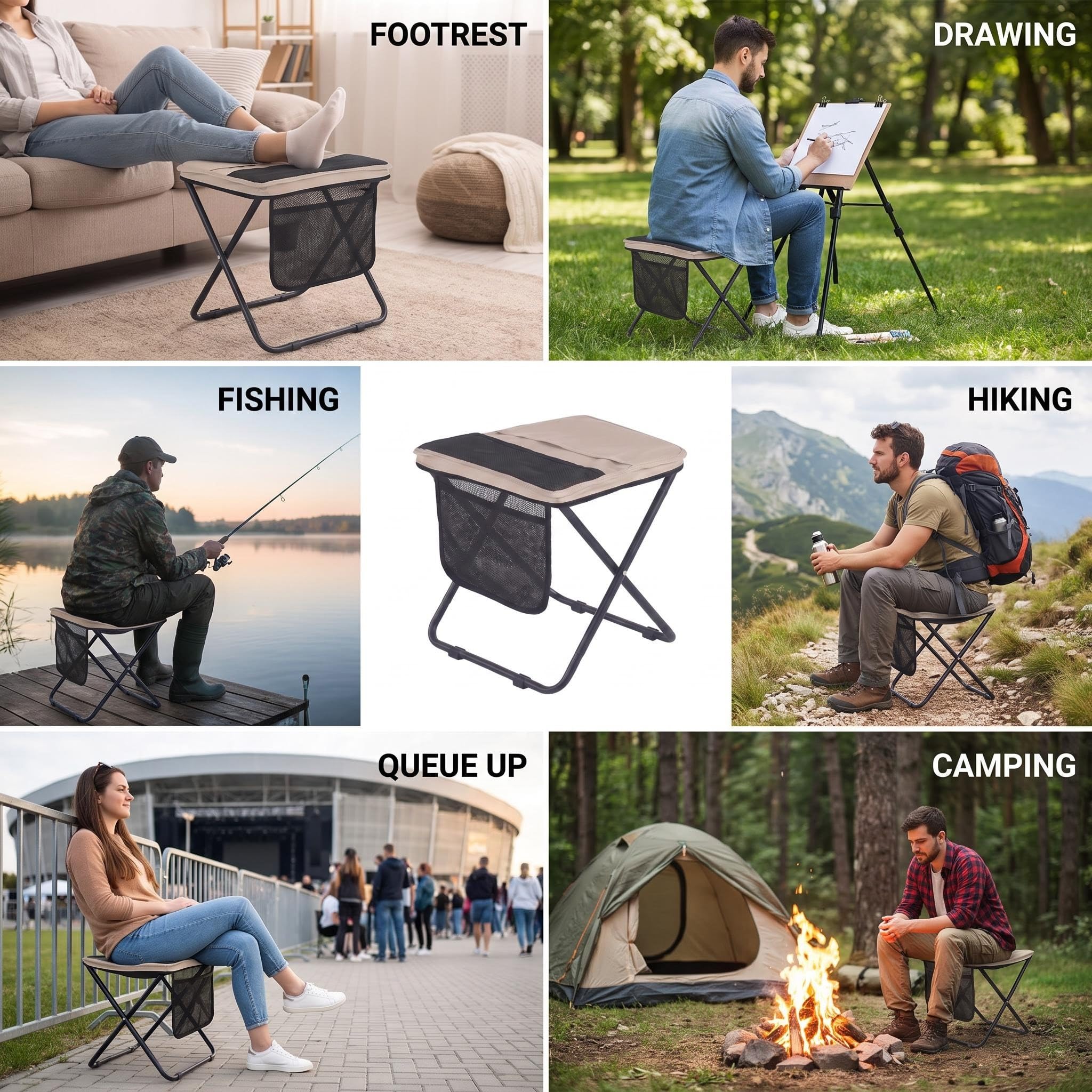 Bazhahei in-use at a fishing spot showing portable seating and convenience