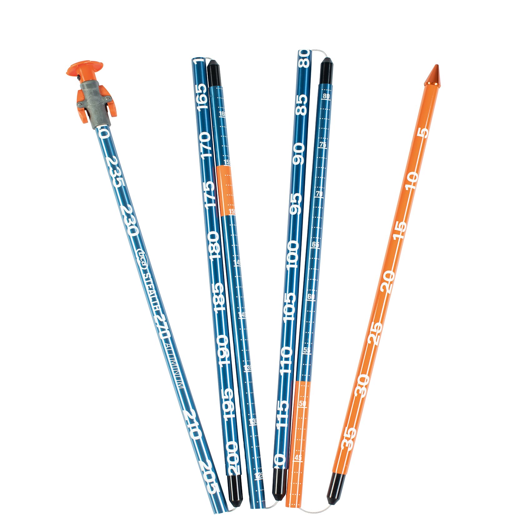 BCA Stealth 270 extended probe showing full 270 cm reach and clear depth markings
