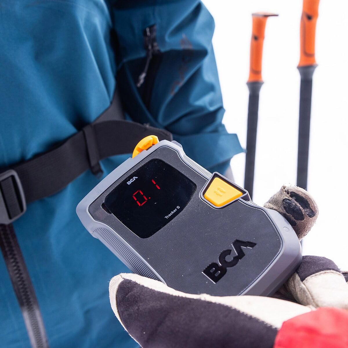 BCA Tracker S belt strap detail showing secure carry option for hands-free access