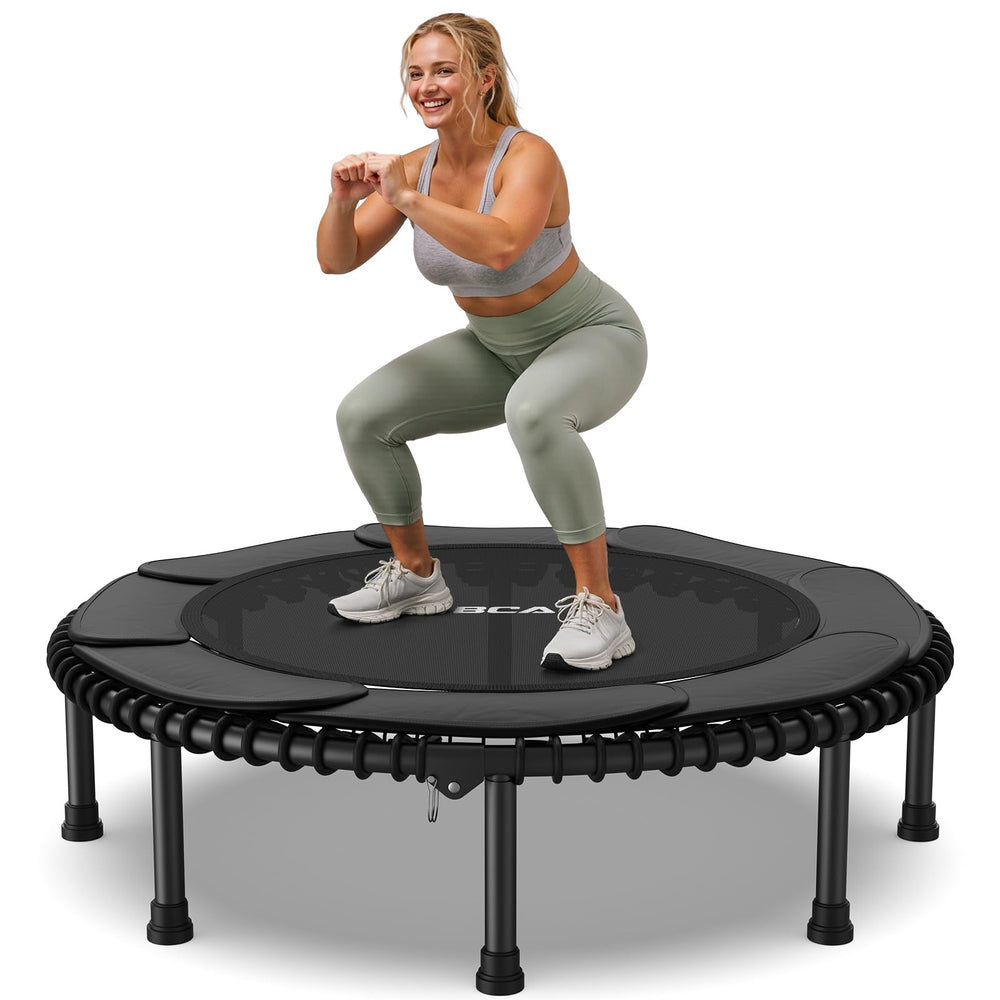 BCAN BT2 front view showing open 48-inch rebounder and stable stance benefit