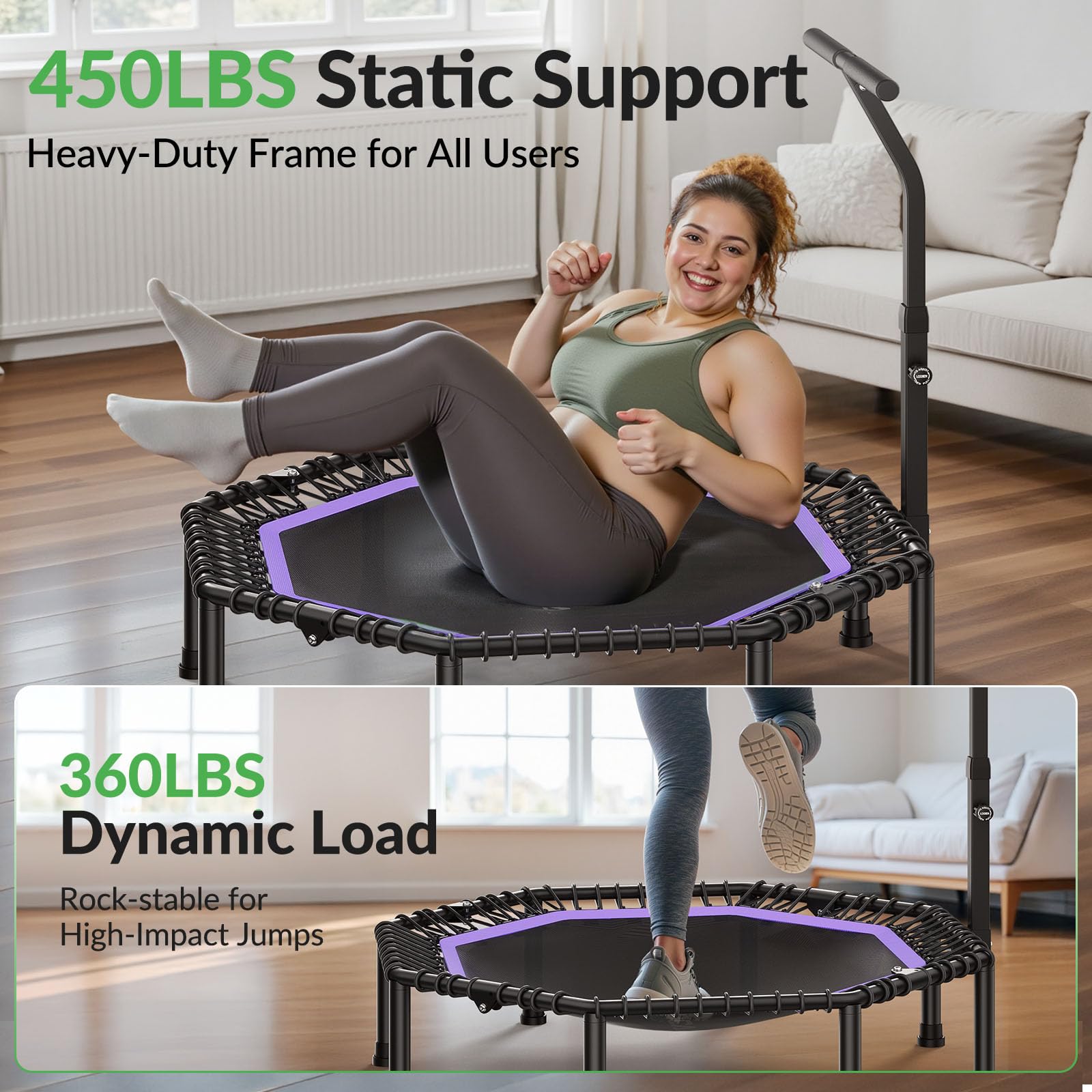 BCAN BT3 jump surface detail showing roomy mat for confident, balanced jumping