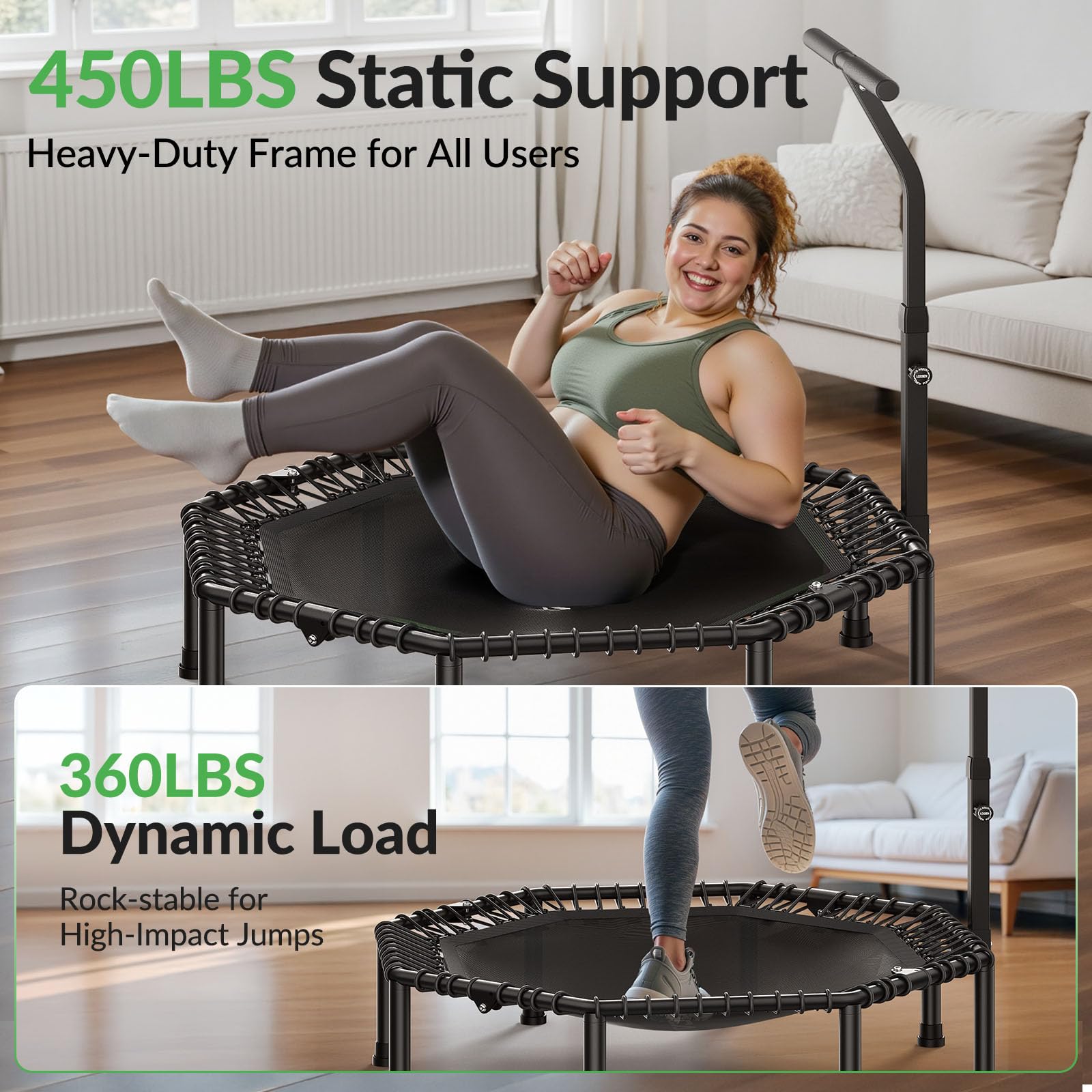 BCAN BT3 jumping surface view showing roomy mat for comfortable exercise space