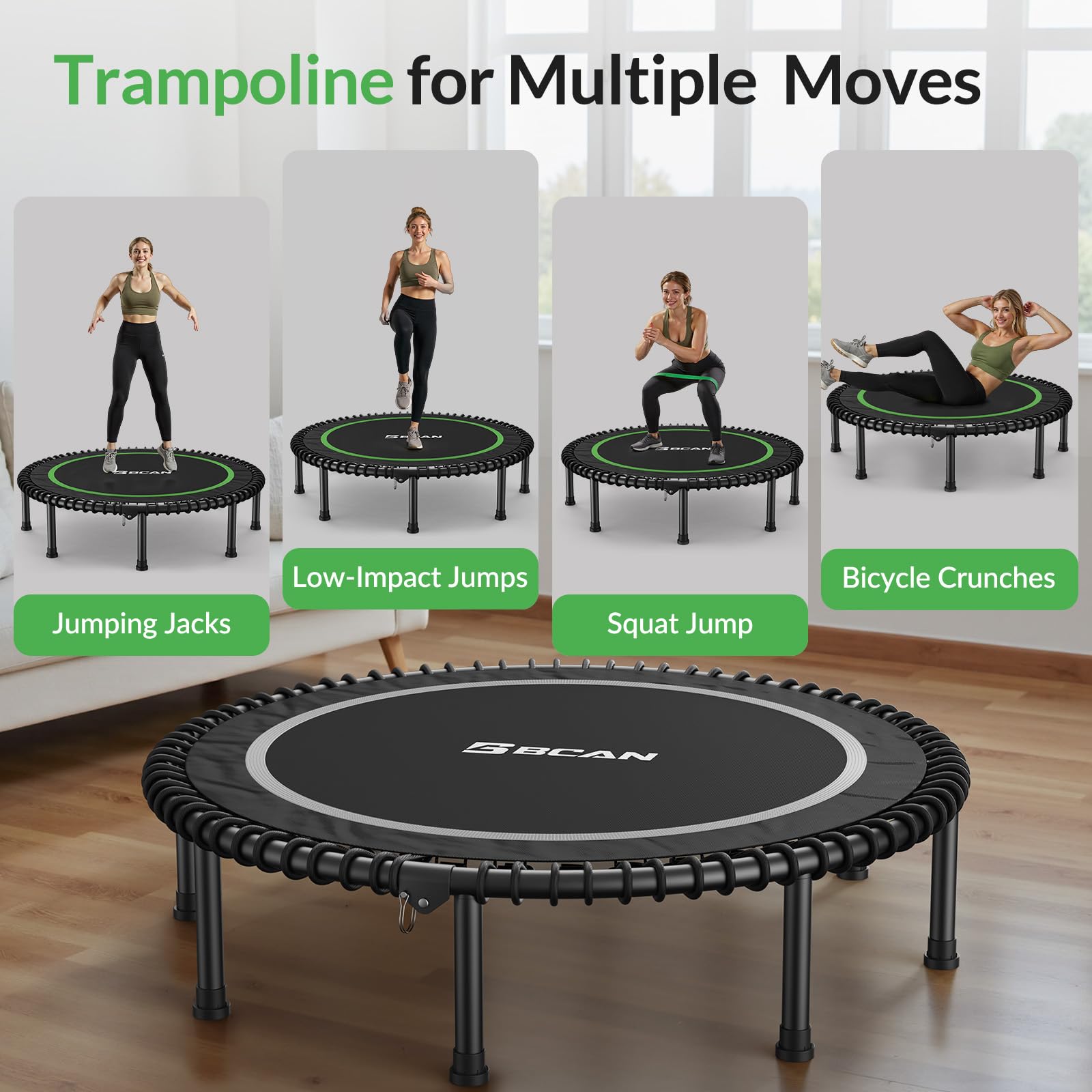 BCAN jumping mat texture detail showing durable PP surface and even rebound