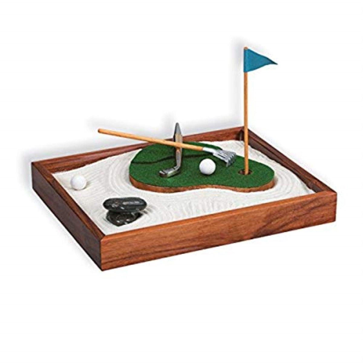 Be Good Company executive sandbox front view showing hardwood tray and sand for calming workspace decor