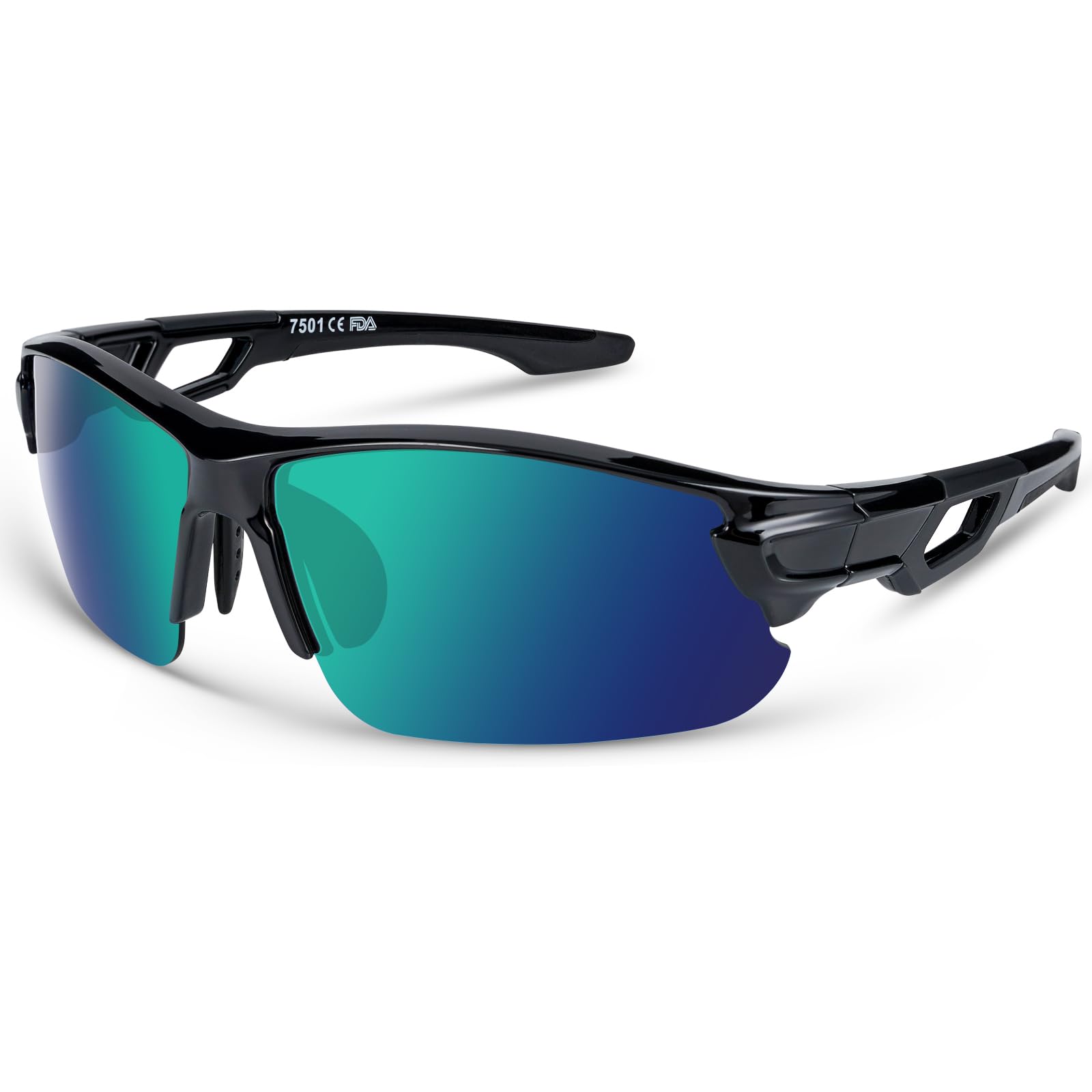 BEACOOL front view half-frame sunglasses showing sporty fit and full coverage