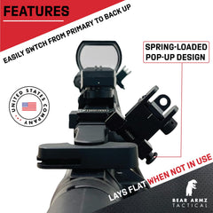 Bear Armz Tactical sights folded at 45 degree offset saving rail space benefit