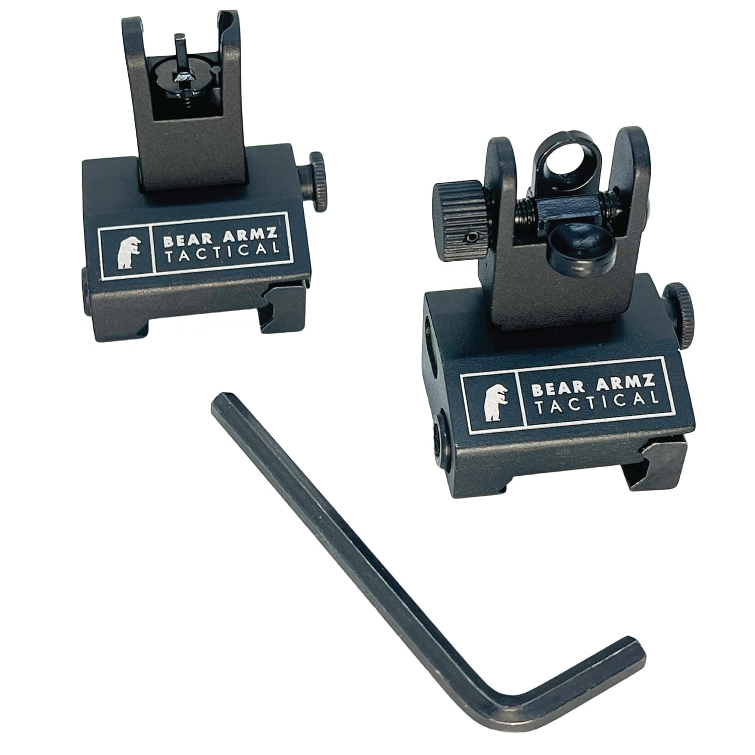 Bear Armz Tactical front sight close-up showing machining and quick deployment benefit