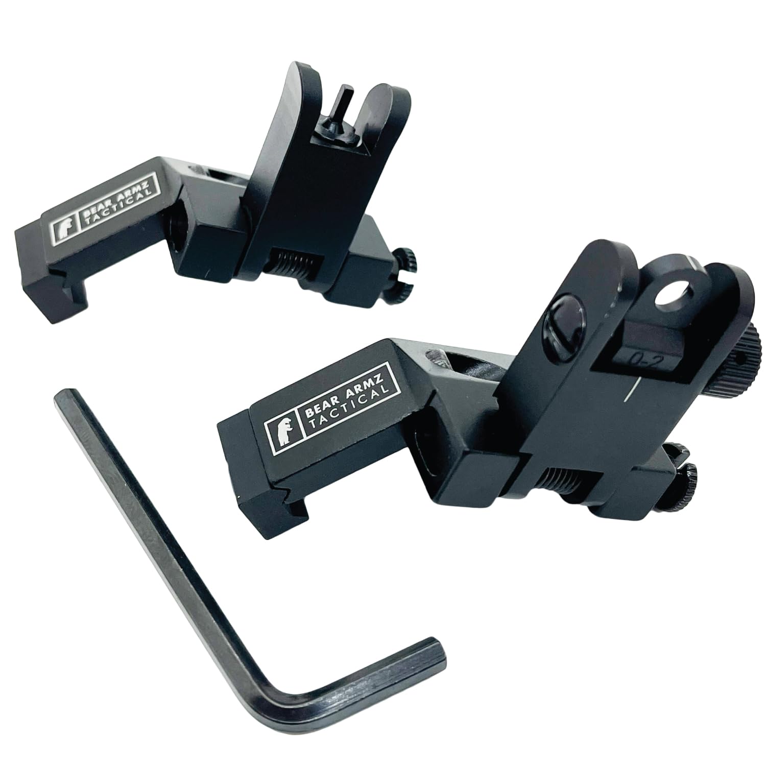 Bear Armz Tactical front sight close-up showing precise aperture and quick aim benefit