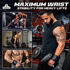 Bear Grips wrapped around wrist during barbell lift showing secure fit and improved control