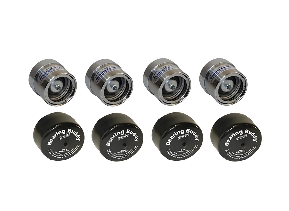 Bearing Buddy Model 2441 front view showing stainless cap and valve benefits