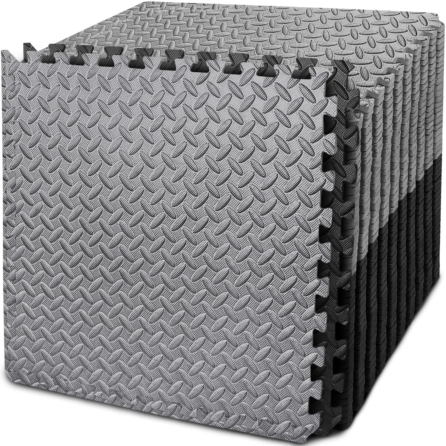 BEAUTYOVO front packaging showing 12 interlocking gym mats and benefits