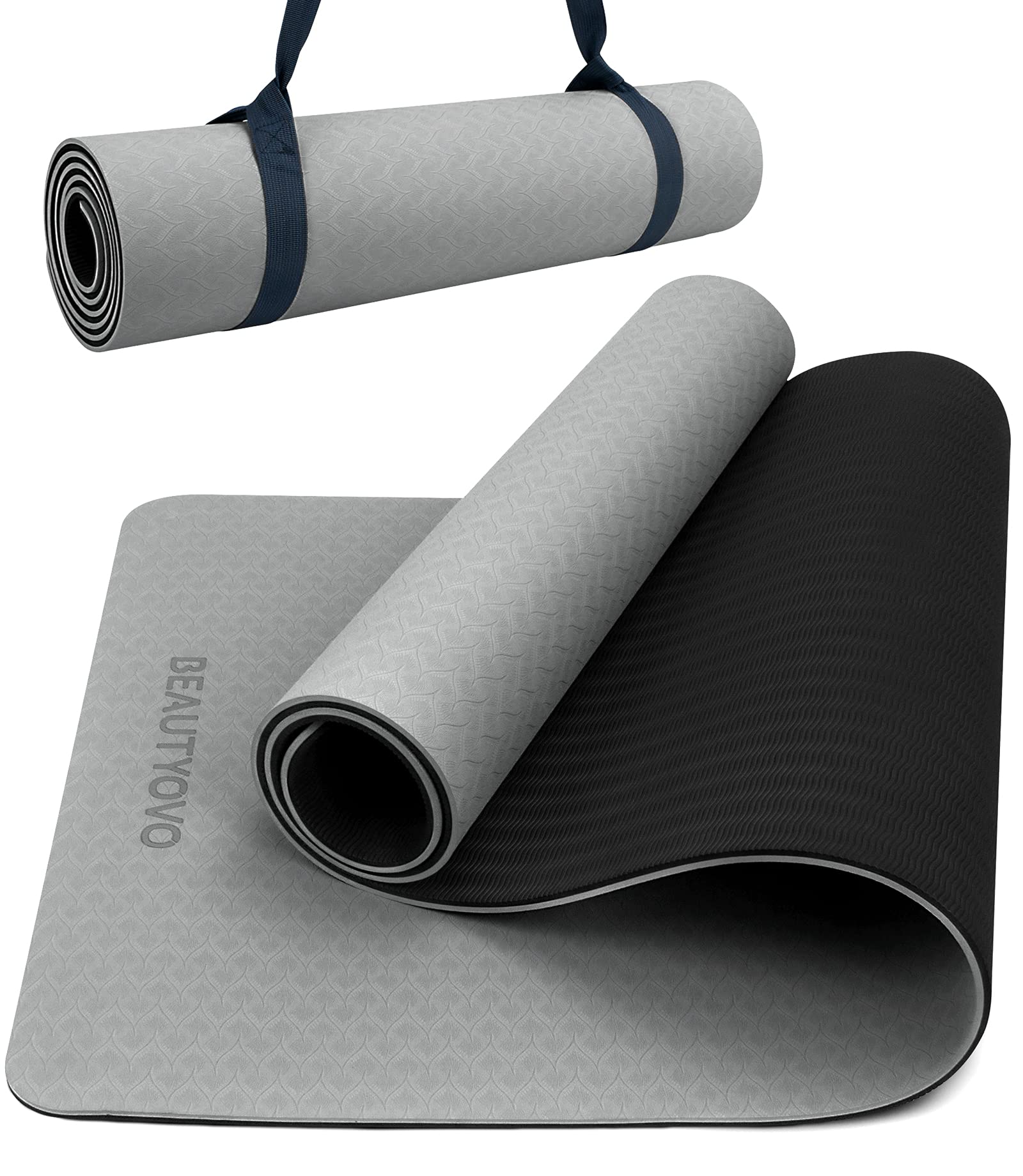 BEAUTYOVO front view of yoga mat showing full size and design for stable workouts