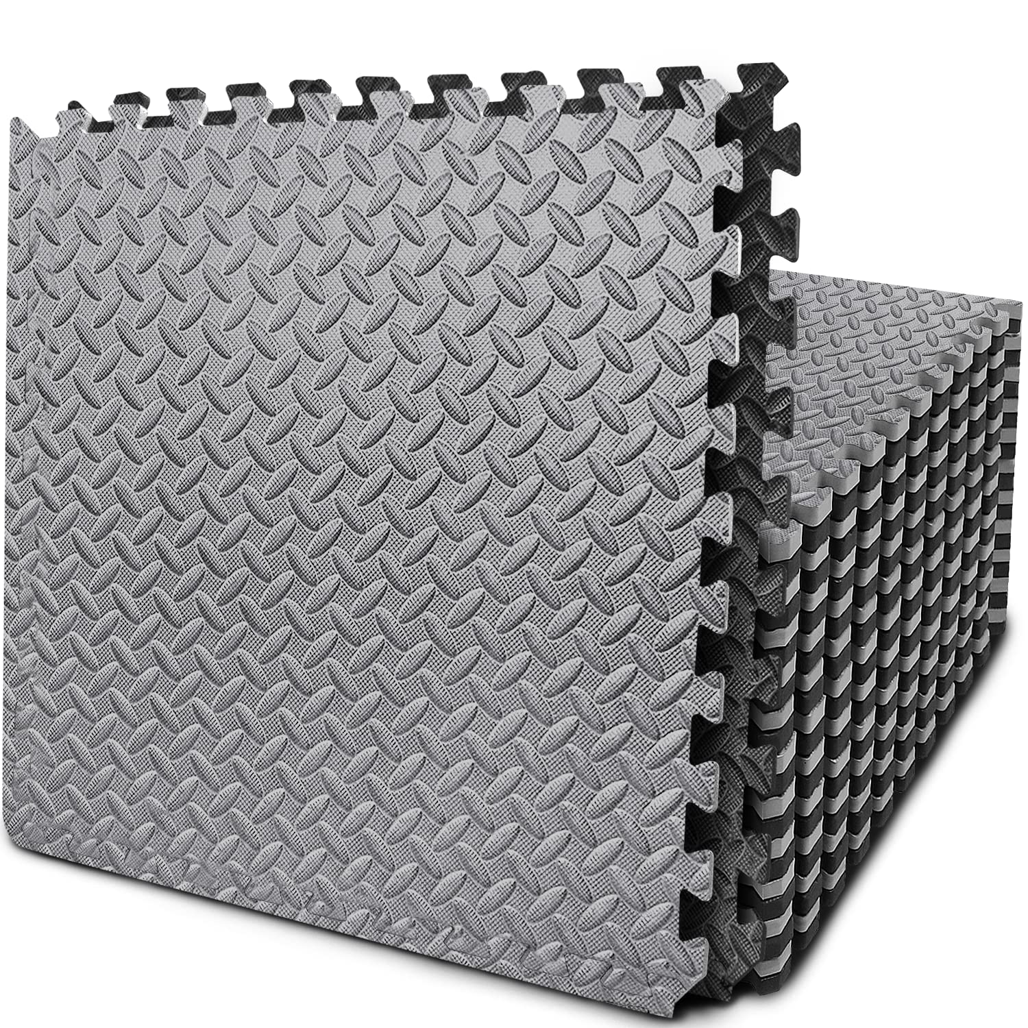 BEAUTYOVO front view of 24-tile puzzle mat showing coverage and packaging benefit