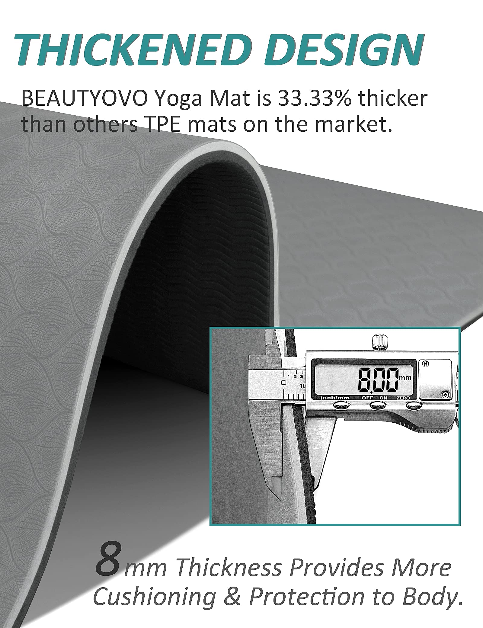 BEAUTYOVO rolled mat with strap being carried hands-free for easy transport