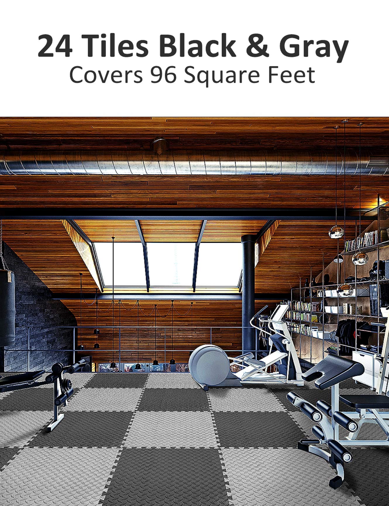 BEAUTYOVO mat next to dumbbells showing scale and protective cushioning