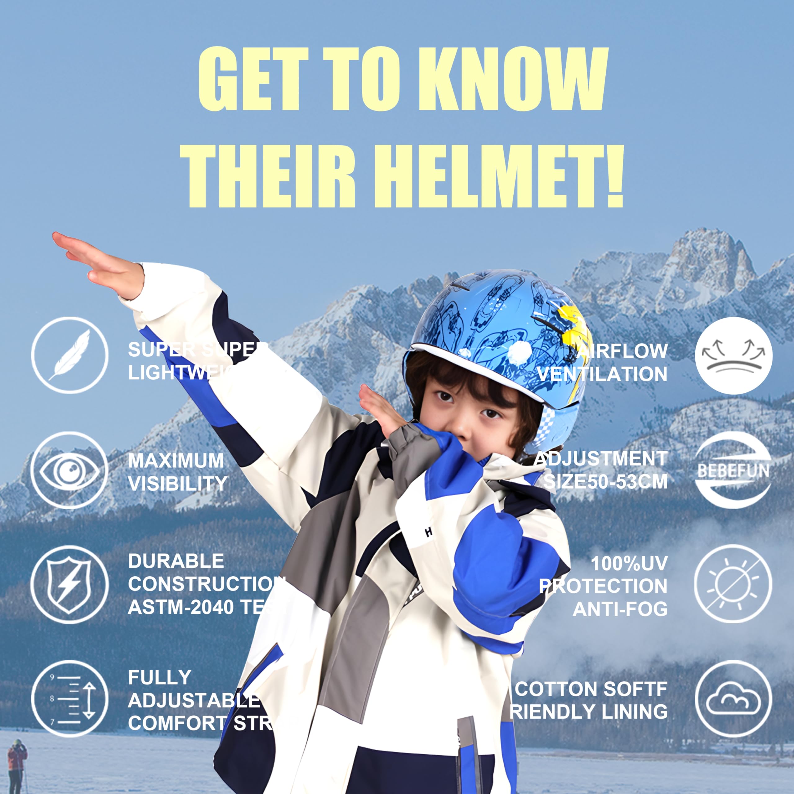 BeBeFun helmet top close-up showing durable shell texture and safety