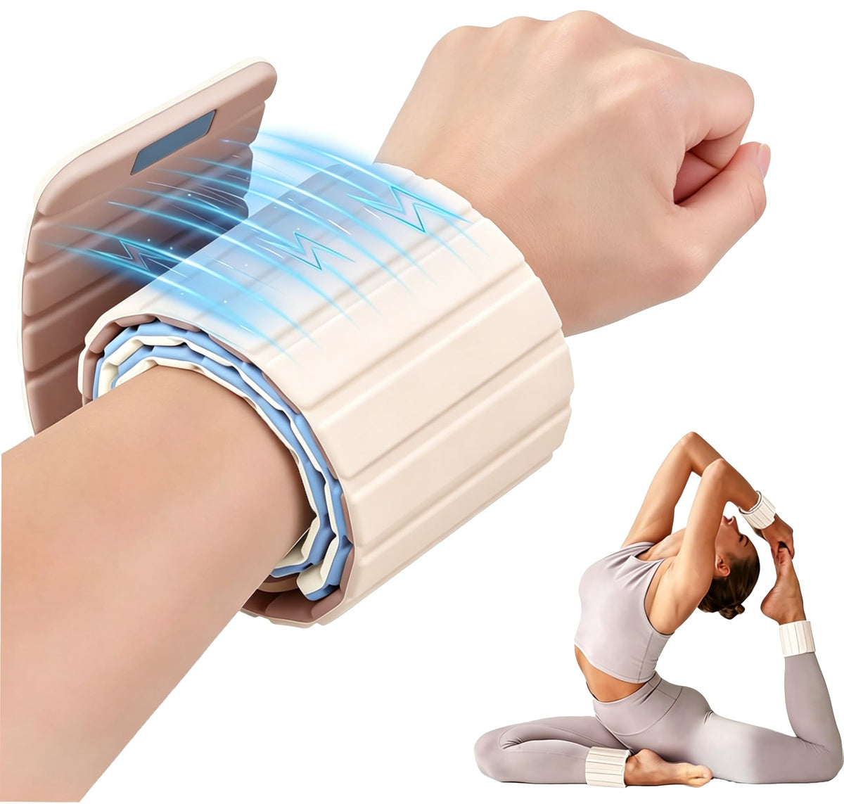 BECOJADDE front view of wrist and ankle weights showing compact design and comfort