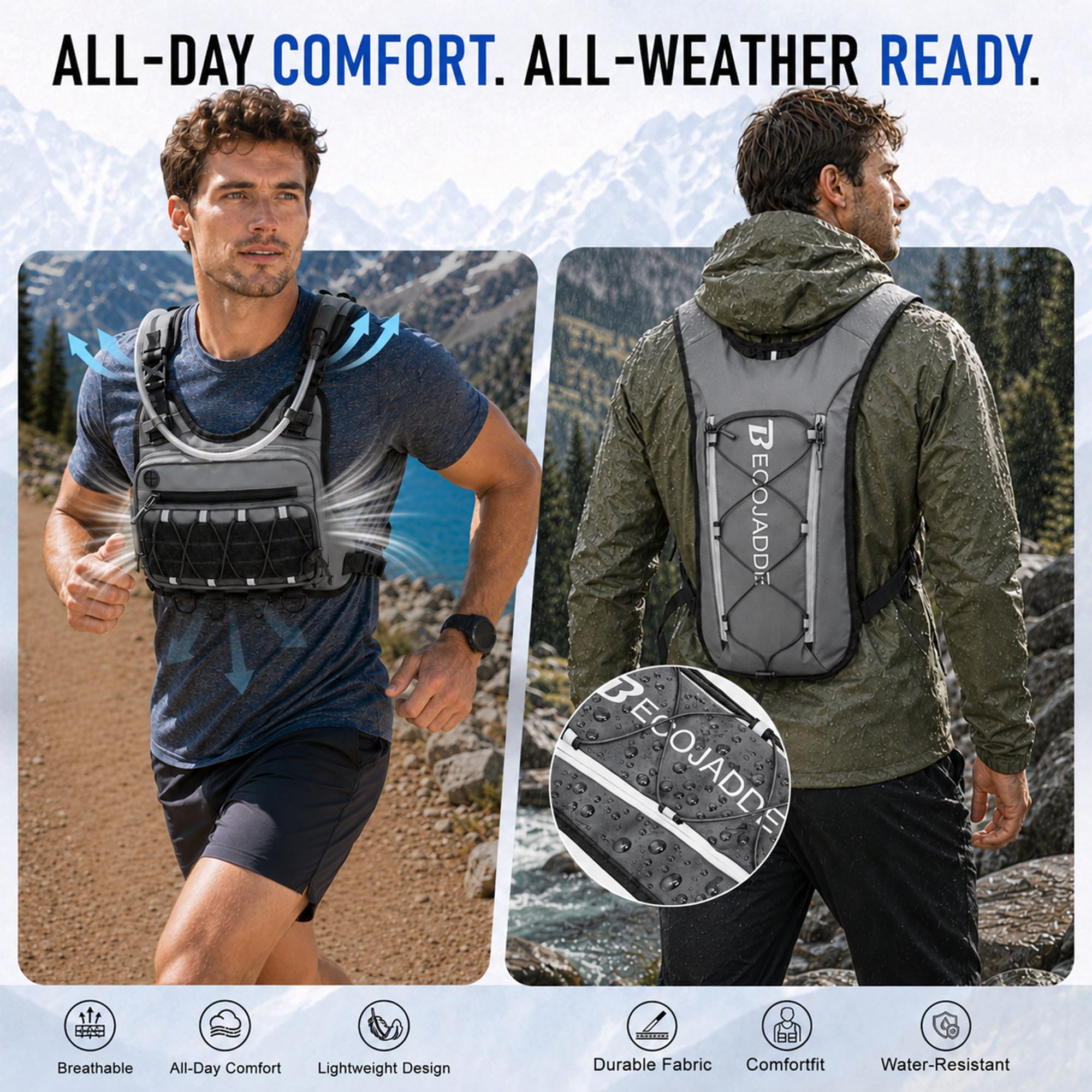 BECOJADDE reflective vest in use on trail showing improved visibility and safety benefit