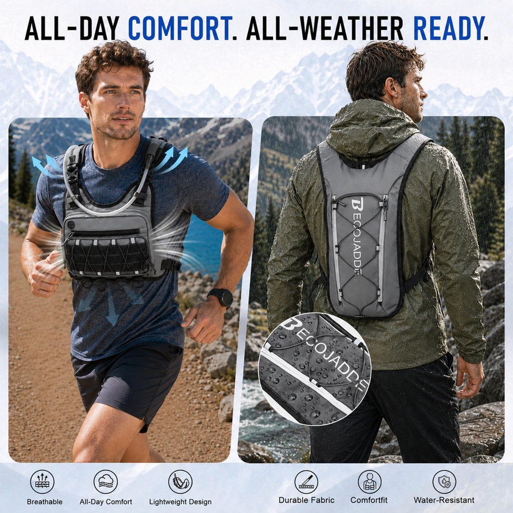 BECOJADDE reflective vest in use on trail showing improved visibility and safety benefit