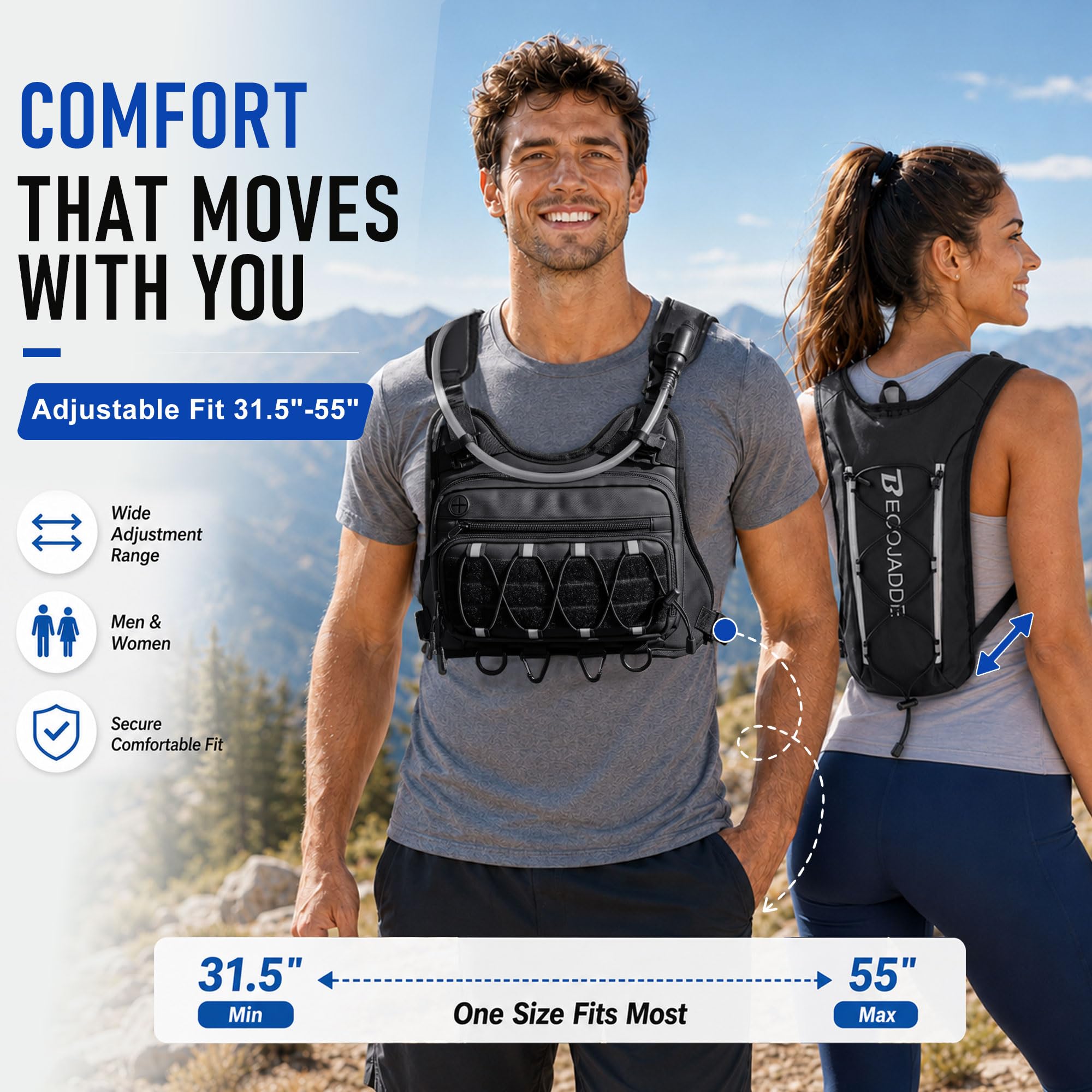 BECOJADDE reflective vest set worn during low-light run for added visibility
