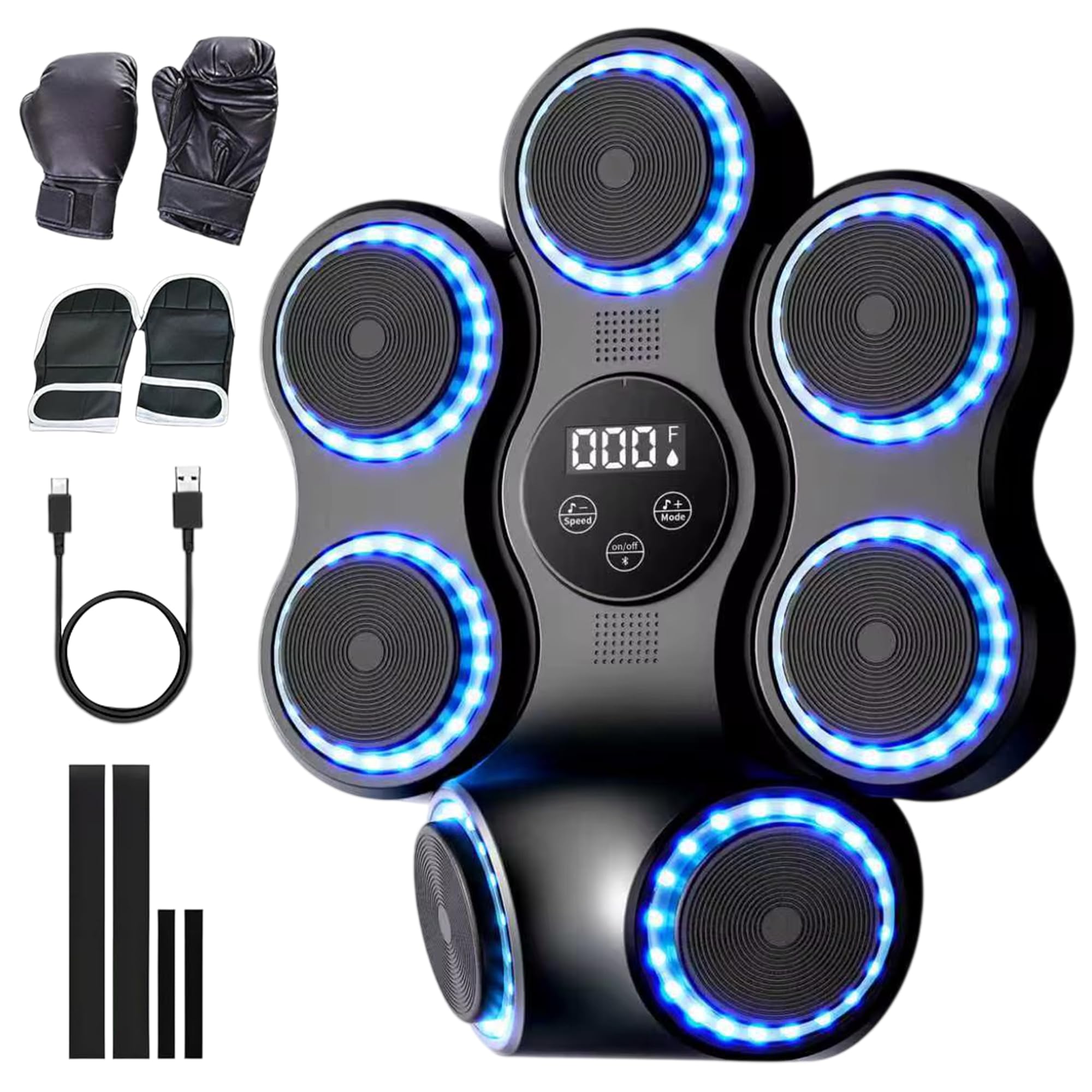 BEGCON front view of wall-mounted trainer showing LED targets and compact design for home convenience