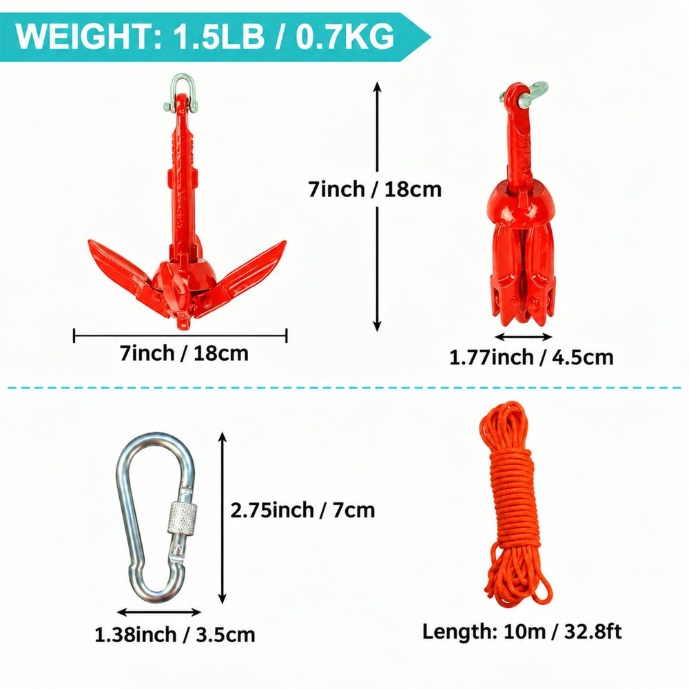 BeGrit anchor folded compact demonstrating small size for tight storage