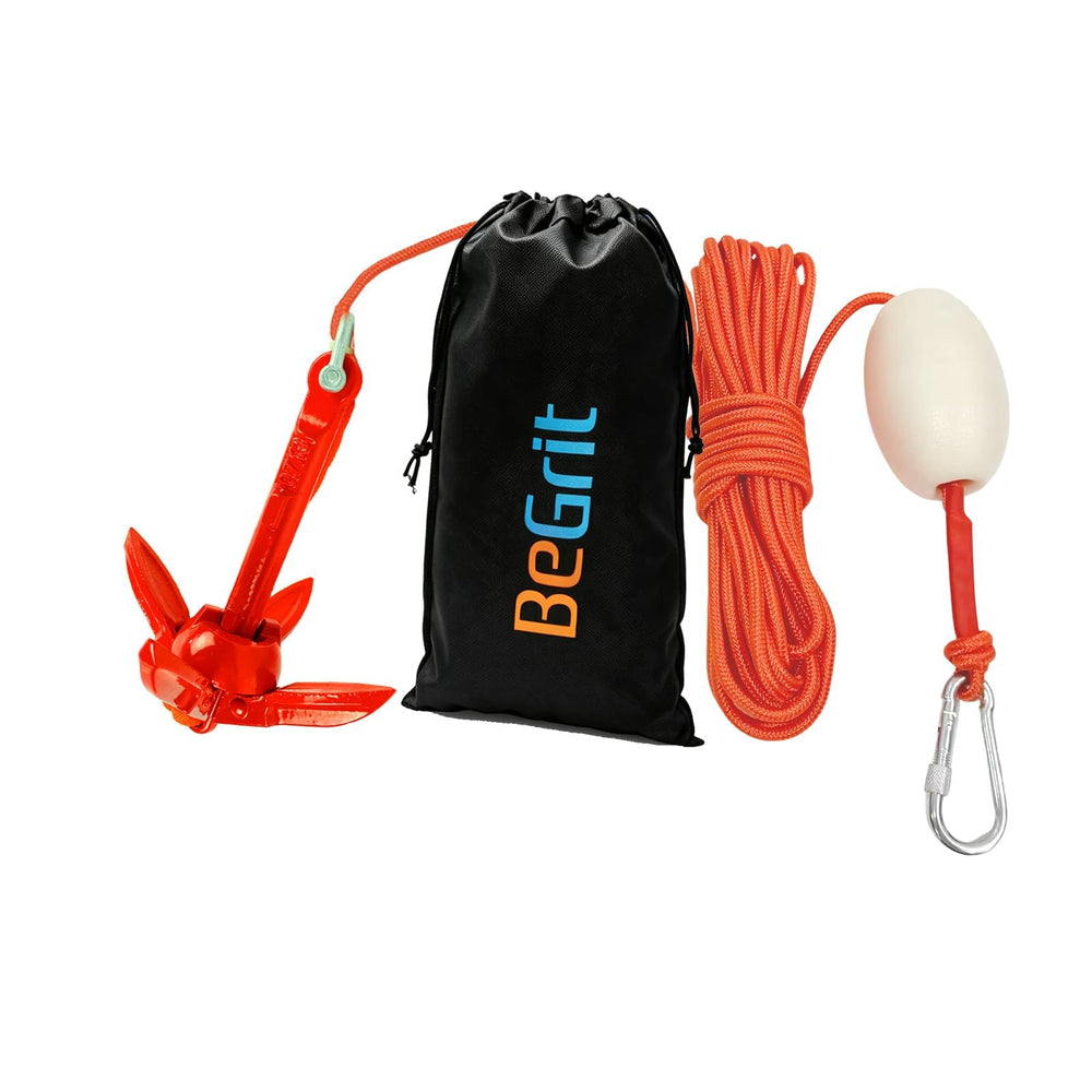 BeGrit kayak anchor front view showing compact grapnel for easy transport