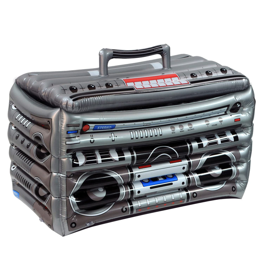 Beistle front view of boom box cooler showing retro design and party appeal