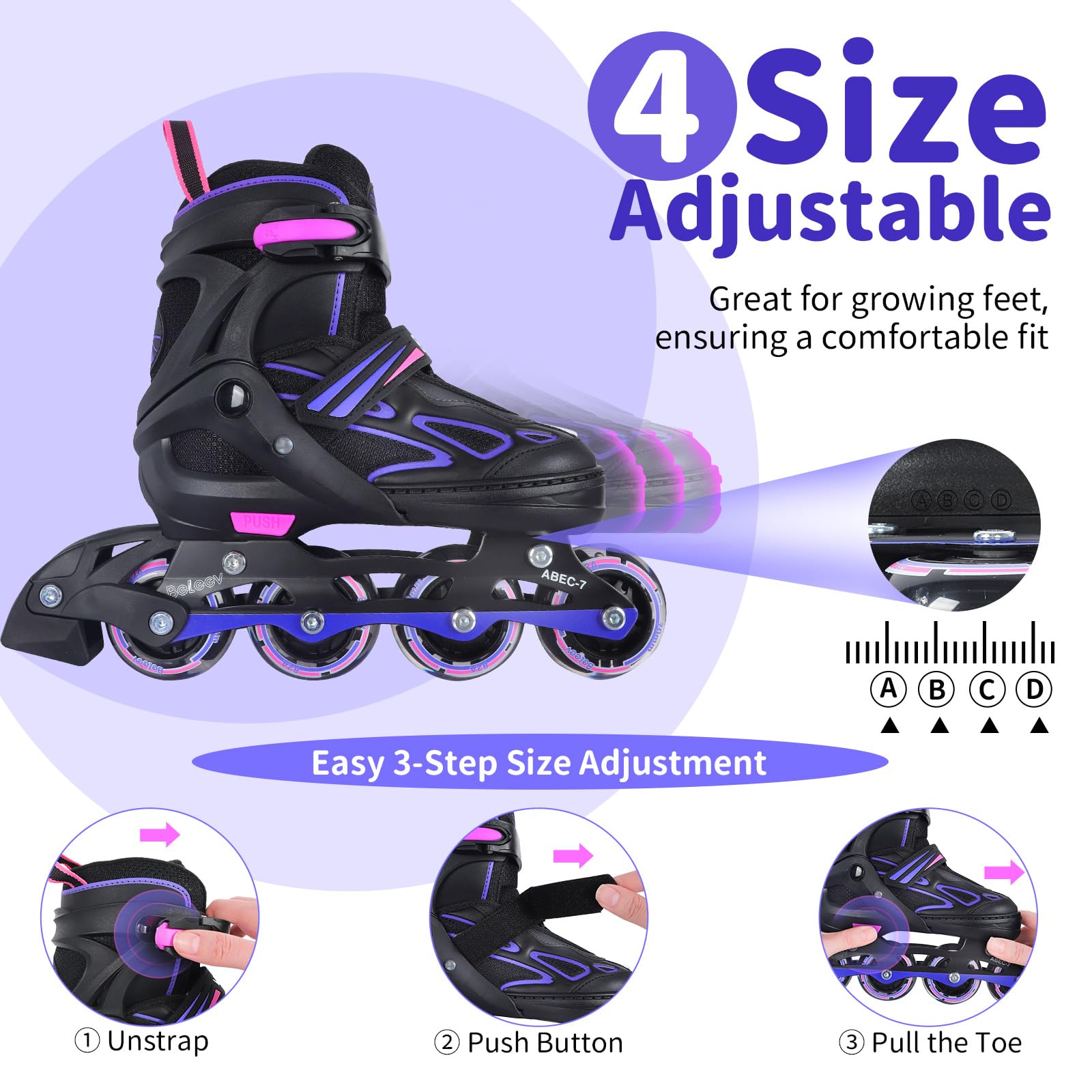 BELEEV child skating in park demonstrating comfort and stability for beginner practice