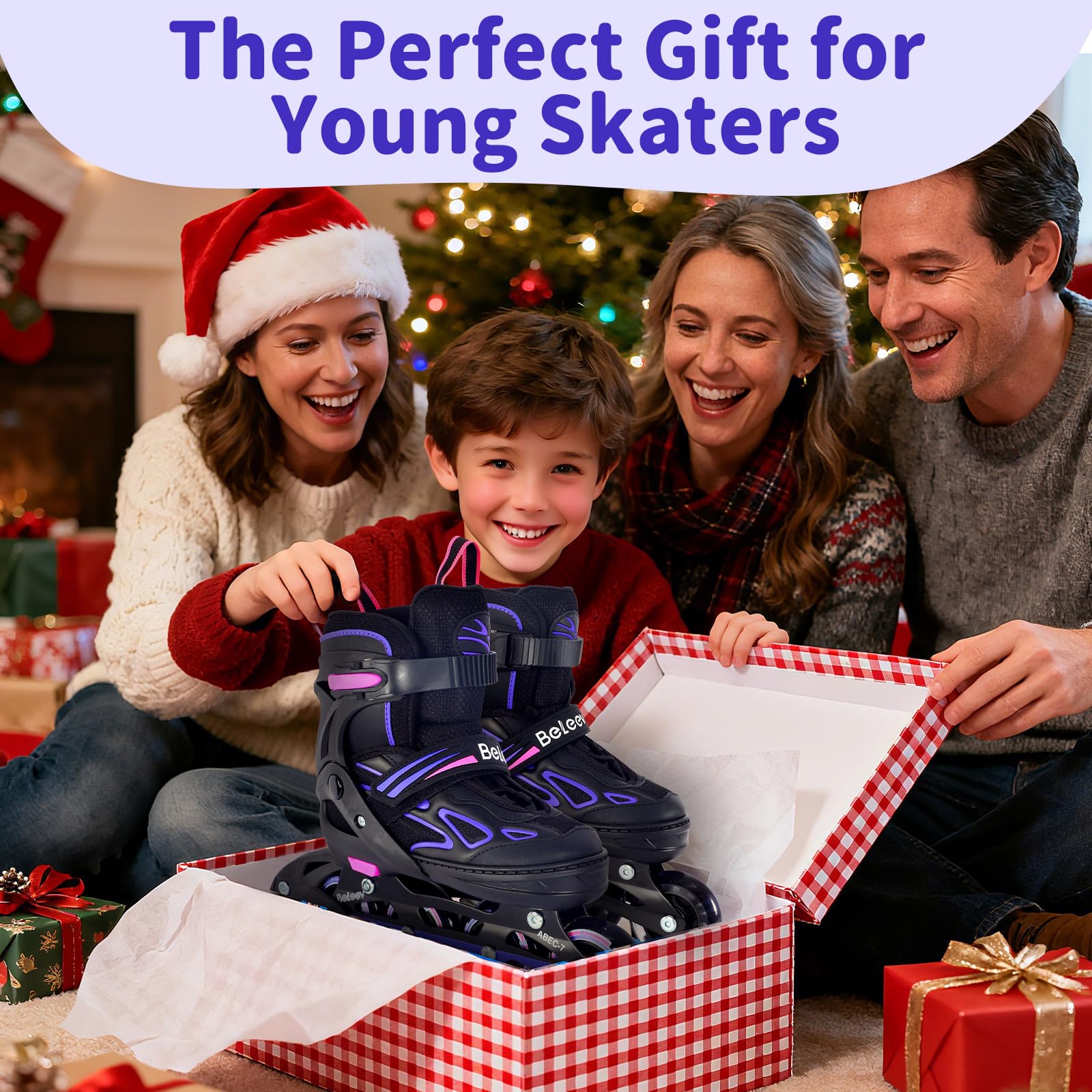 BELEEV child wearing skates outdoors showcasing comfort and confidence