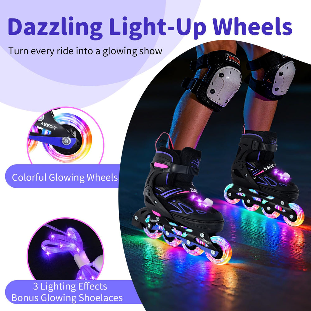 BELEEV close-up of motion-activated illuminated wheel showing brightness benefit while moving