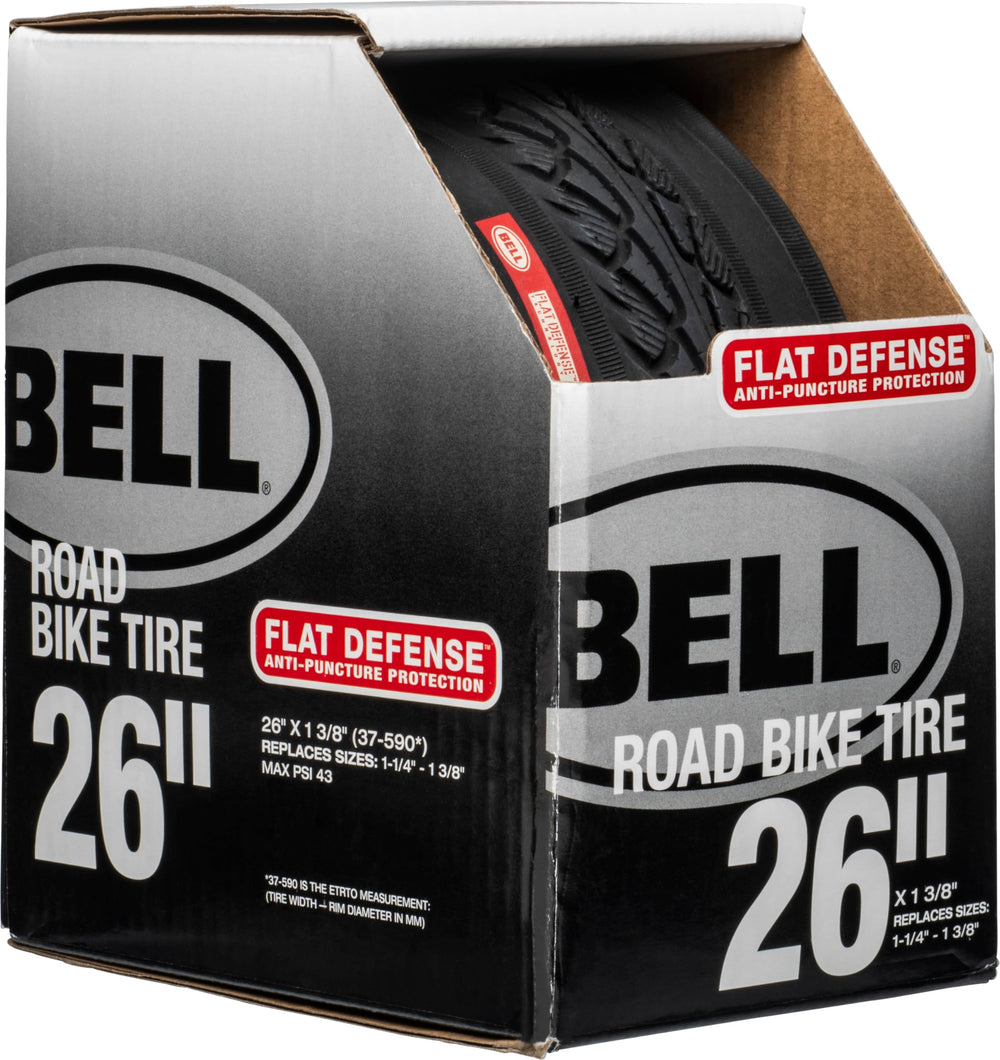 Bell close-up of inverted tread pattern providing fast rolling and grip