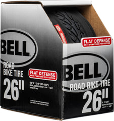 Bell close-up of inverted tread pattern providing fast rolling and grip