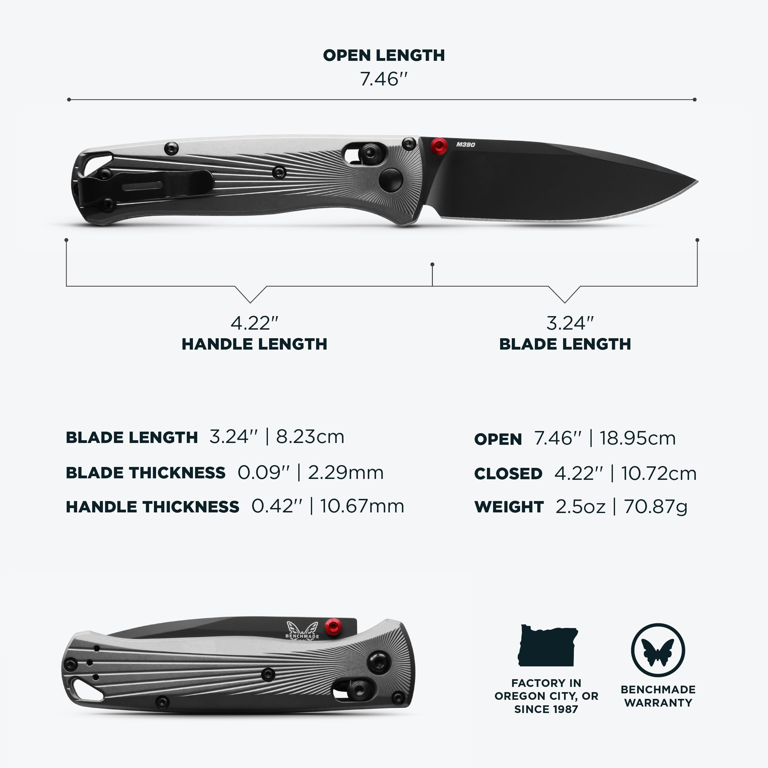 Benchmade Bugout tucked in pocket demonstrating reversible clip for discreet, comfortable carry benefit