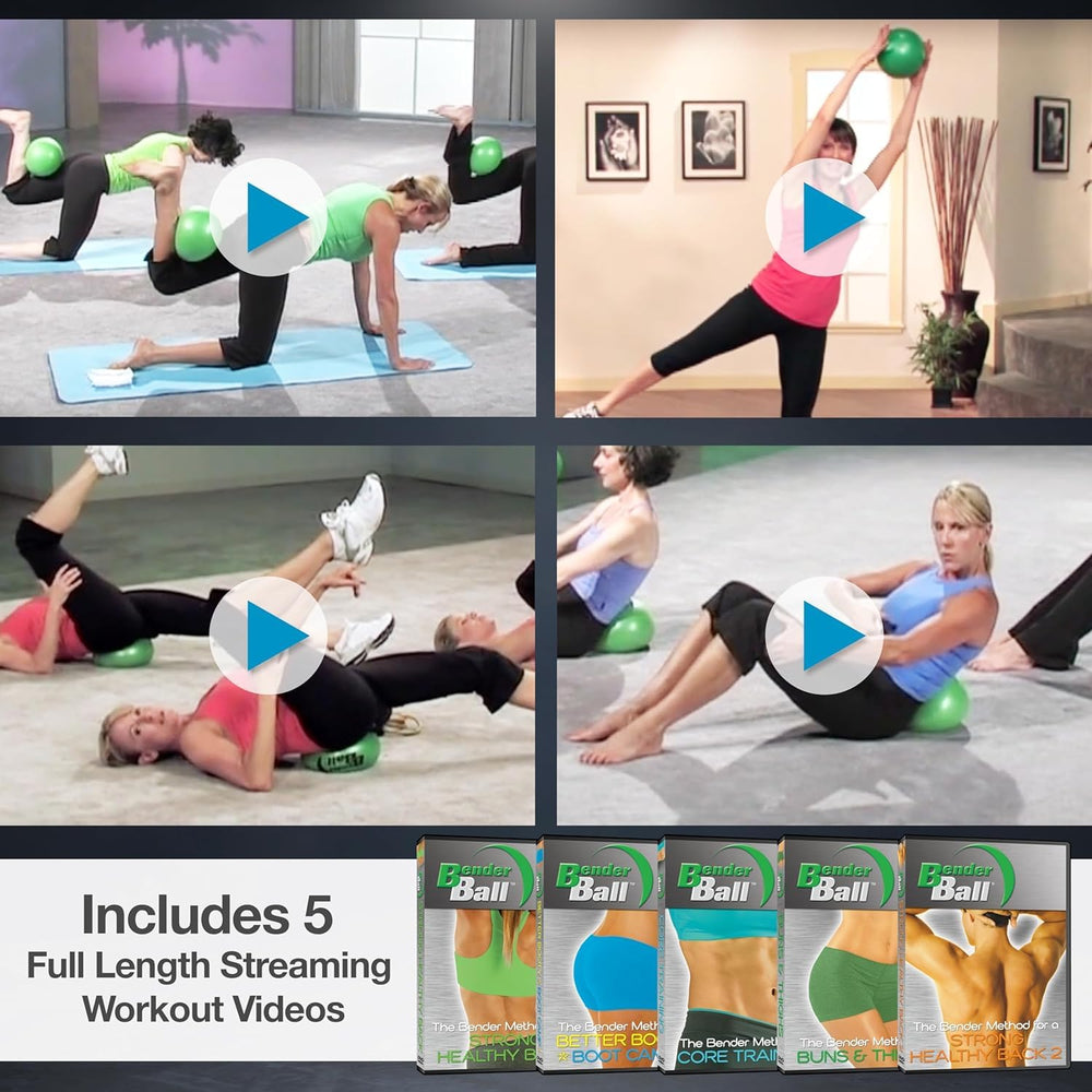 Bender Ball with instructional DVD and pump, provides guided workouts