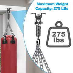 BeneLabel hanger mounted in gym showing 360-degree swivel and reduced beam stress benefit