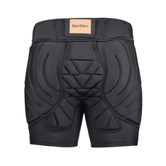 BenKen front view protective shorts showing pad layout and secure fit for comfort