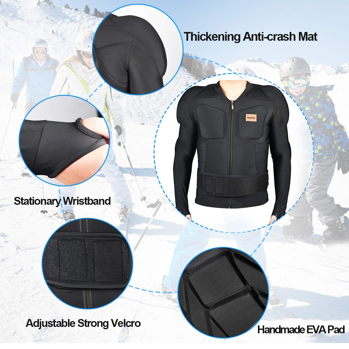 BenKen worn while snowboarding demonstrating real-world protective coverage