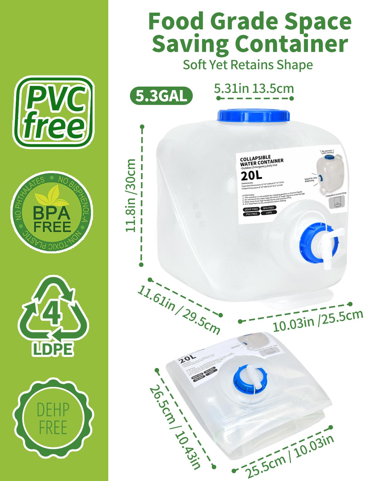 BEOZINZ leakproof spigot detail, controlled pouring reduces spills and waste