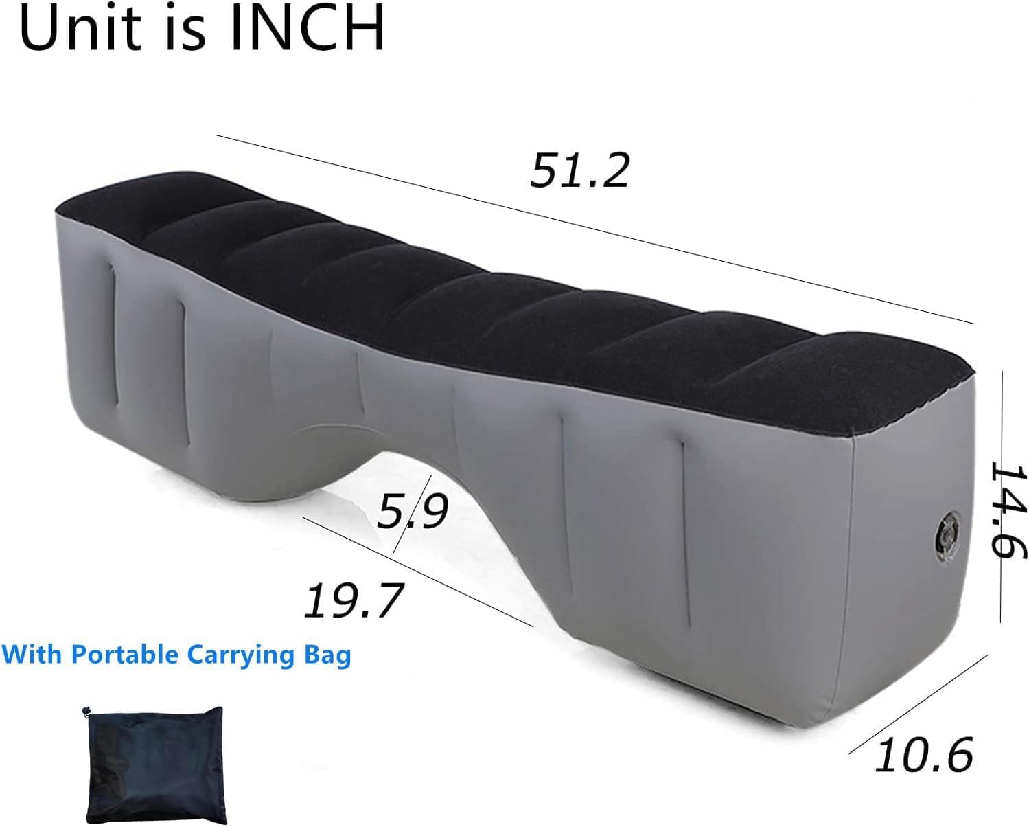 Berocia inflated bed across backseat creating a flat sleep surface