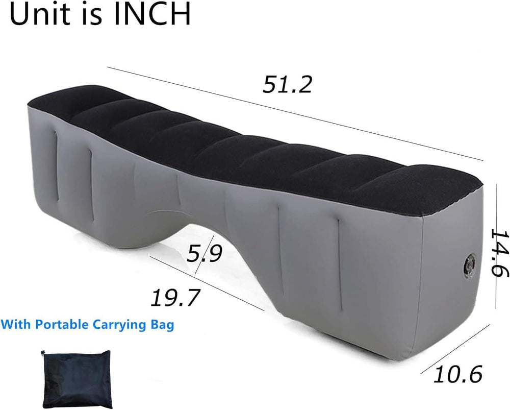 Berocia inflated bed across backseat creating a flat sleep surface