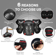 Besmall knee elbow wrist pads laid out showing full protection benefit