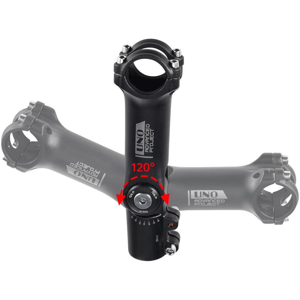 BESNIN front view of stem mounted on fork, shows secure fit and stability